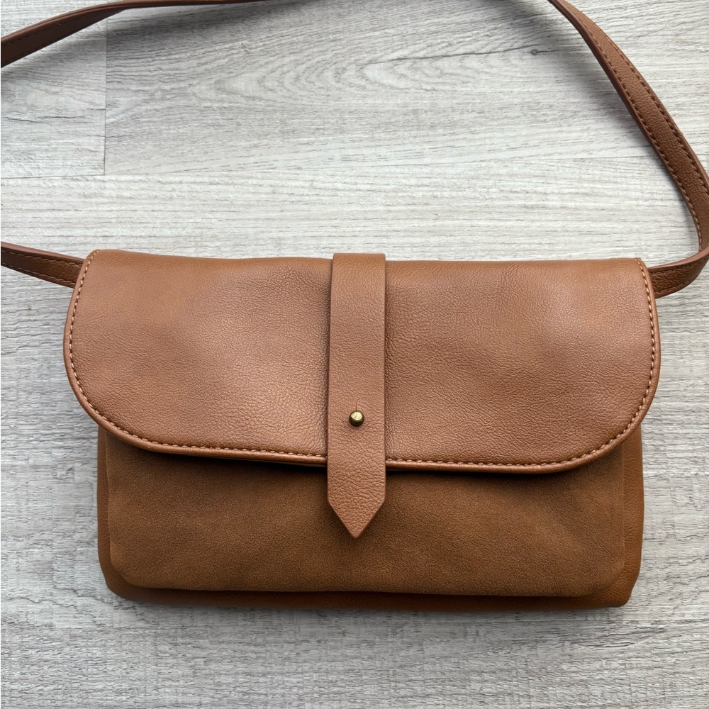 Lucky Brand Brown Crossbody Bag Closure Adjustable Strap Converts to clutch cute